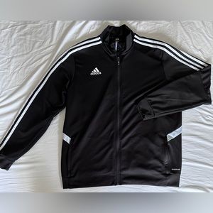 Men’s Adidas Track Jacket Zip-up Aeroready Size: XL Black Three White Stripes